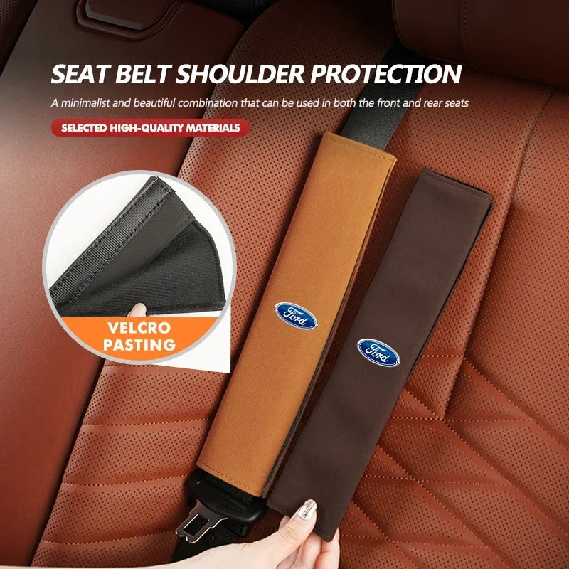 2-Piece Ford Suede-Look Seat Belt Shoulder Pads – 6 Colors