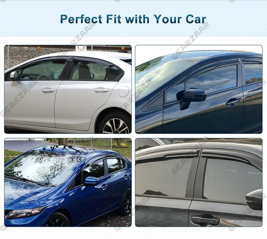 Wavy-Style Window Visors for 2012–2015 Honda Civic Sedan – 4 Pieces