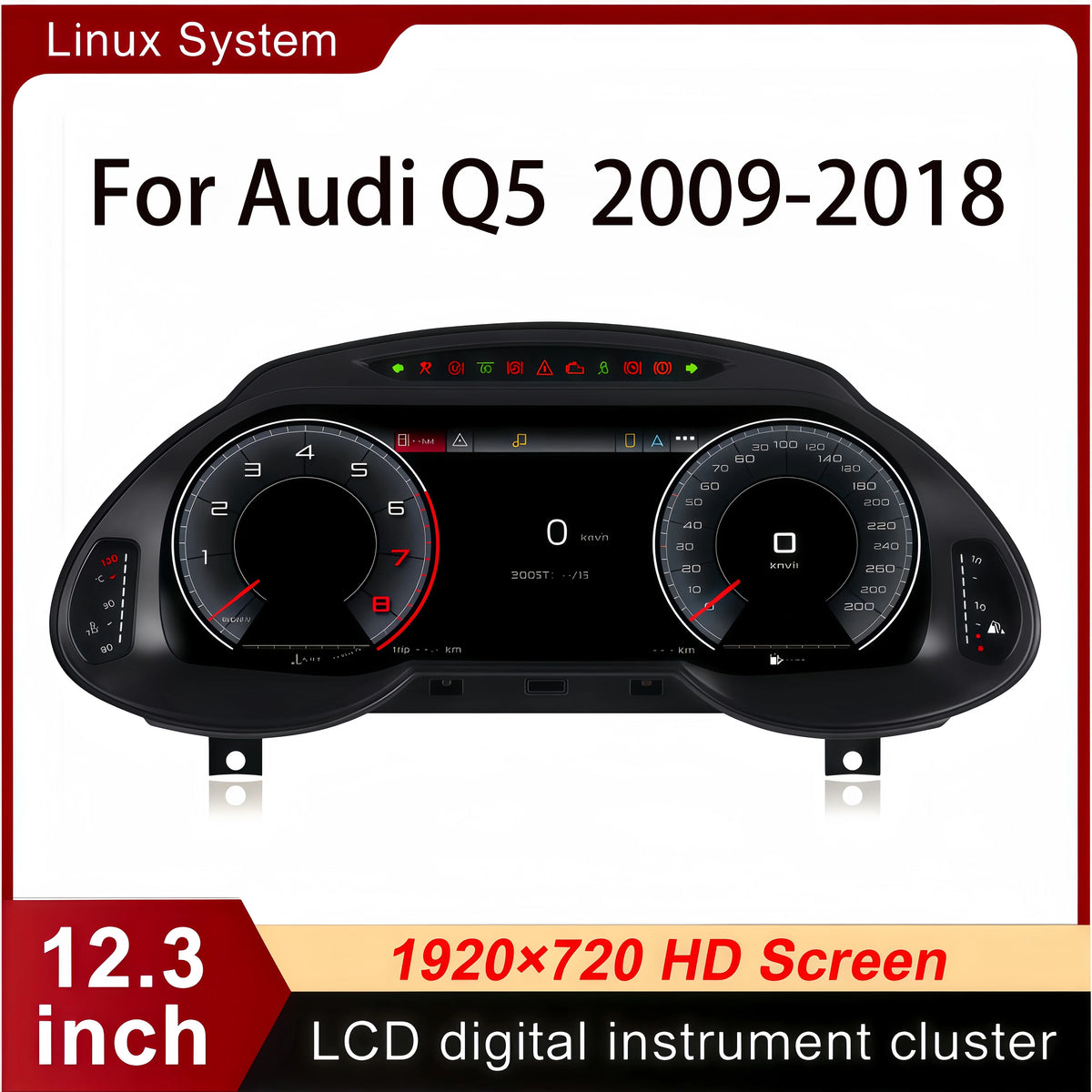 12.3-Inch Digital Instrument Cluster for Audi Q5 2009–2018