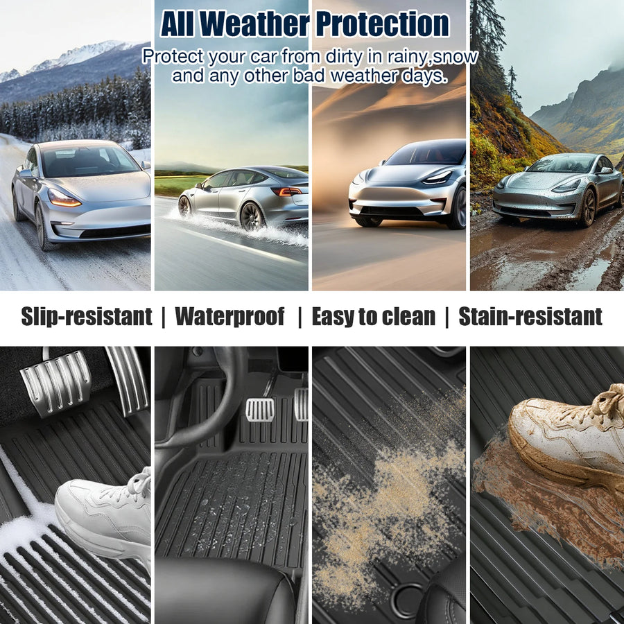 All-Weather TPE Floor and Cargo Liners for 2021–2024 Tesla Model Y – 6 Pieces
