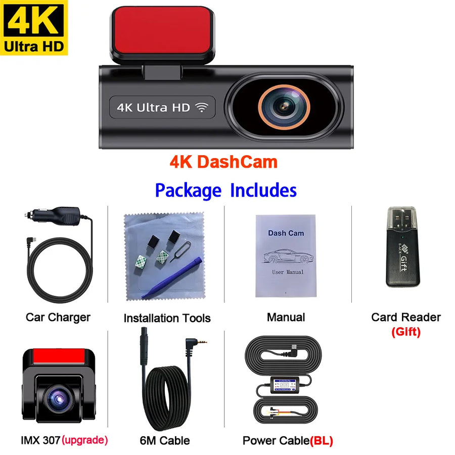 4K Dual Dash Cam with Wi-Fi App Control
