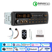 Retro 1-DIN Bluetooth Car Stereo with FM, AM, RDS, DAB, USB and AUX