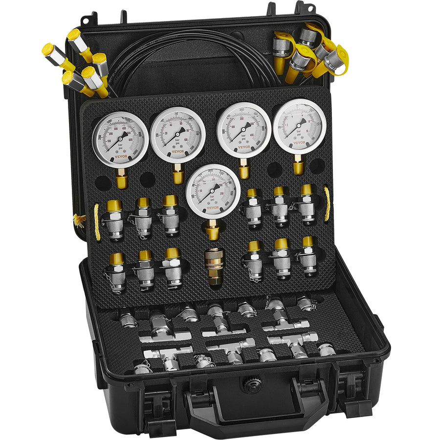 Hydraulic Pressure Test Gauge Kit for Excavators, Tractors and Machinery