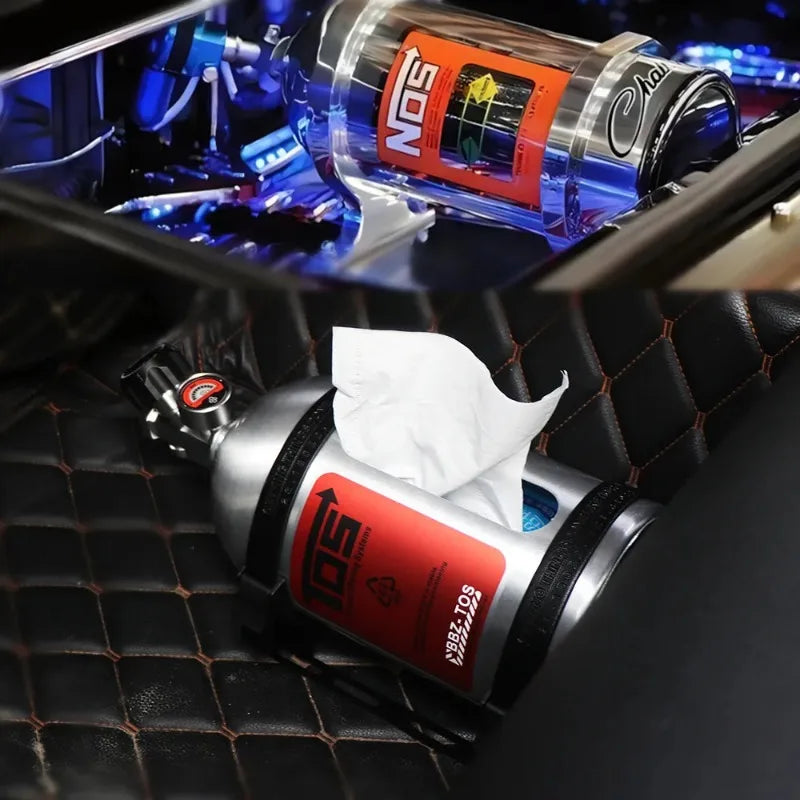 NOS Nitrous Bottle-Style Car Tissue Box – Interior Decoration & Tissue Holder