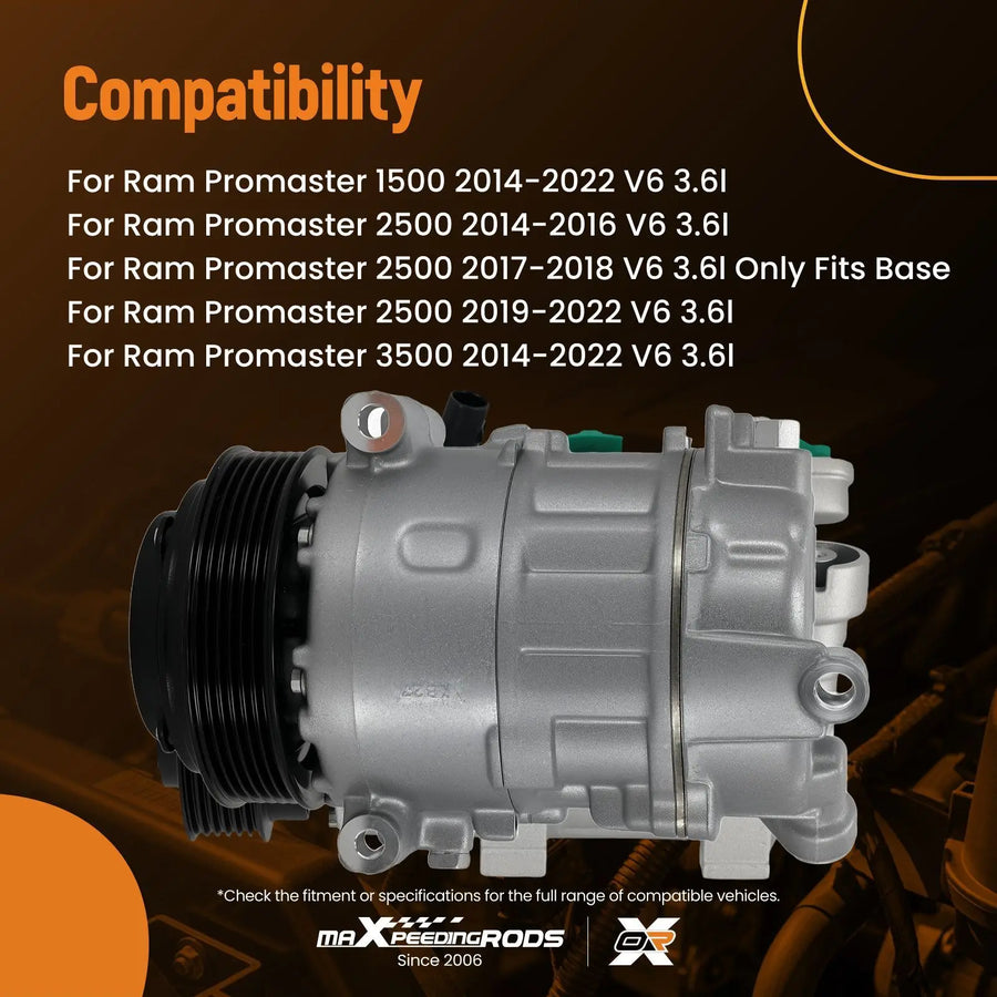 A/C Compressor and Clutch for RAM Promaster 2014-2022 Aluminum