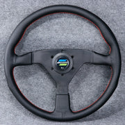 Spoon Sports-Style 350 mm Black-Spoke Leather Steering Wheel