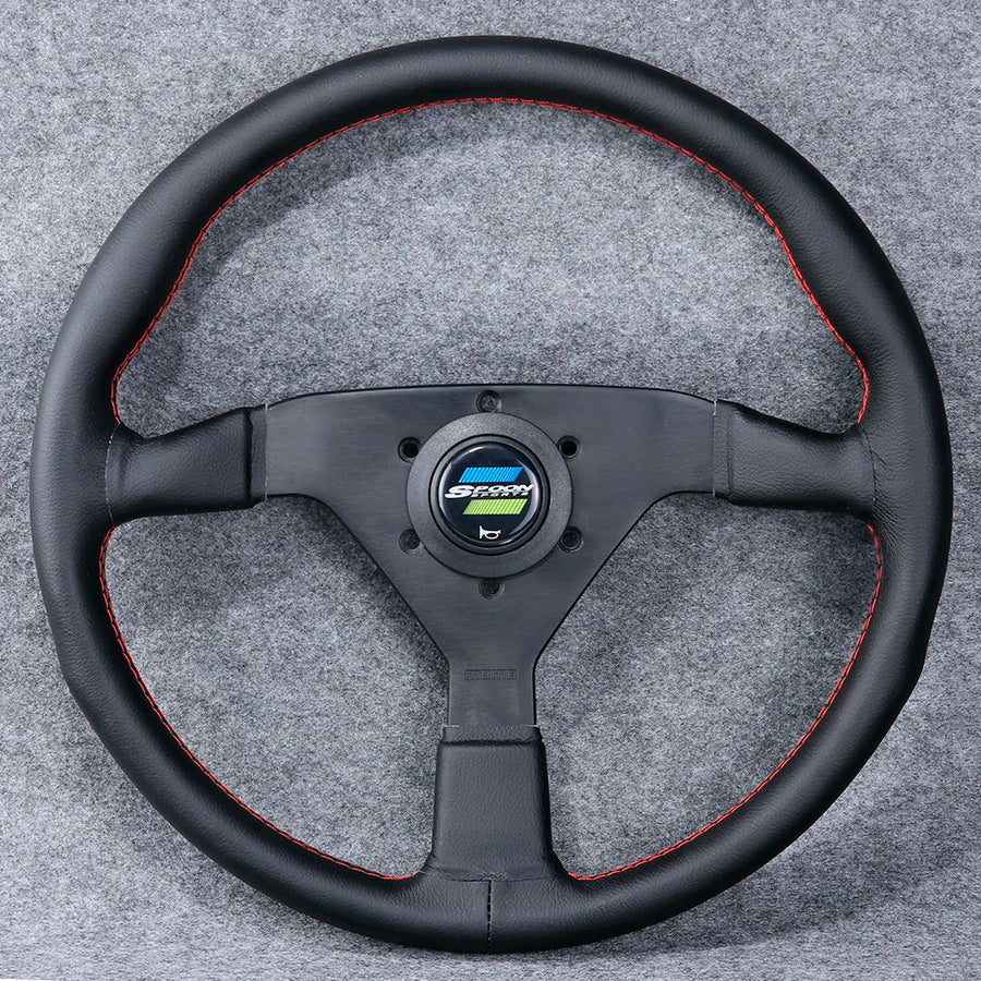 Spoon Sports-Style 350 mm Black-Spoke Leather Steering Wheel