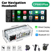 6.86-Inch 1-DIN Wireless CarPlay and Android Auto Car Stereo with USB