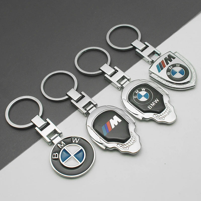 Metal and Leather Automotive Keychain – Multiple Designs