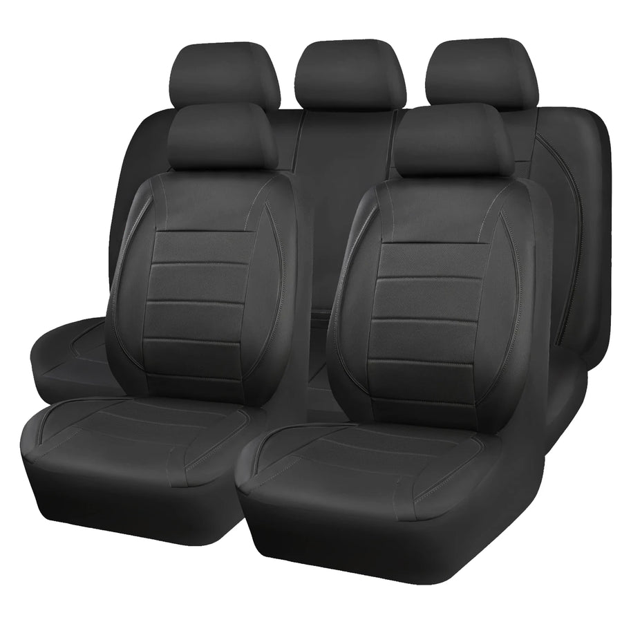 Universal 5-seat Leather-look Car Seat Cover and Cushion Set