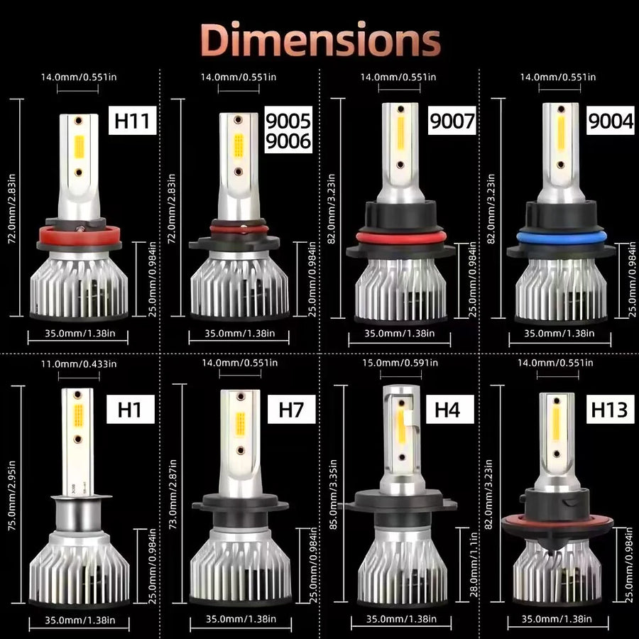 2-Piece H1/H4/H7/H11/H13/9004 LED Headlight Bulb – 6000K