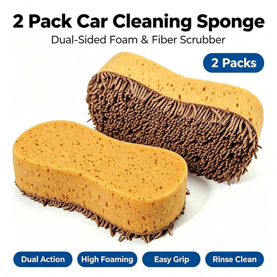Dual-Sided Chenille & Sponge Car Wash Pads - 2 or 5 Pack