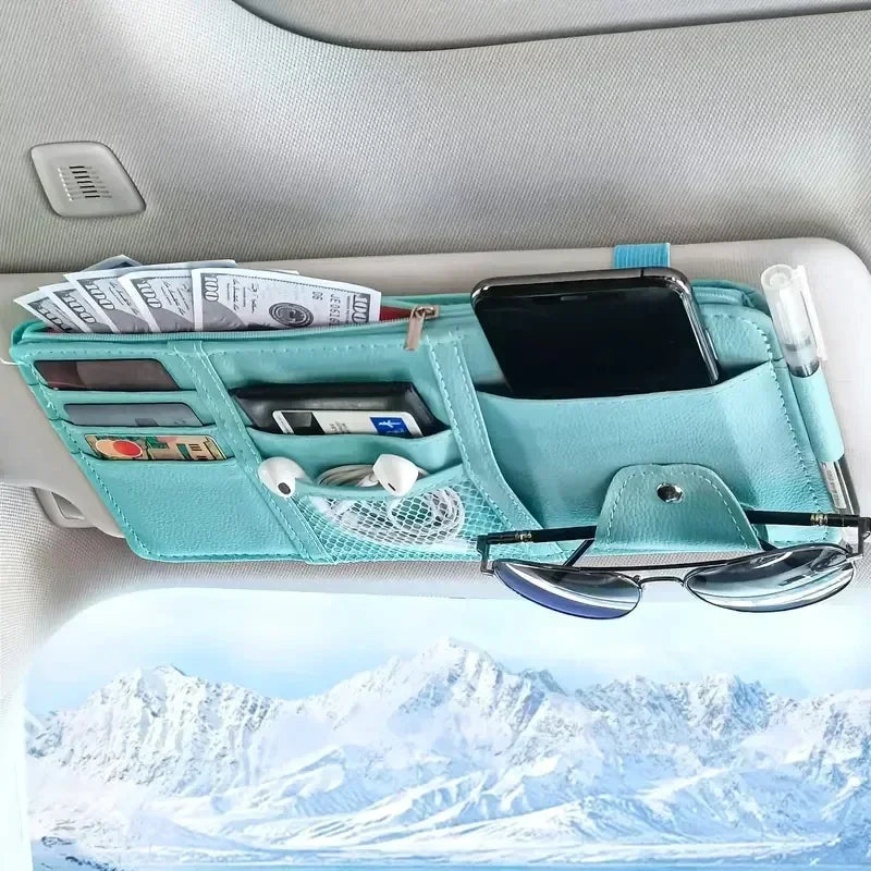 Sun Visor Organizer with Sunglasses & Card Pockets – 5 Colors