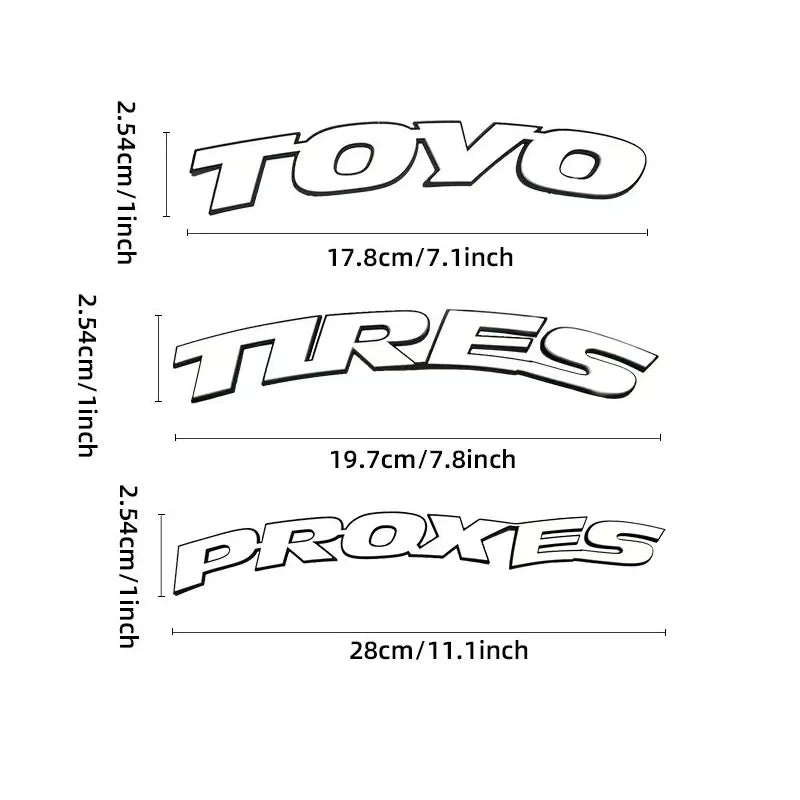 Universal 3D Tire Letter Stickers Waterproof Car Tire Decals Racing Sidewall Wheel Decor Adhesive Not Included