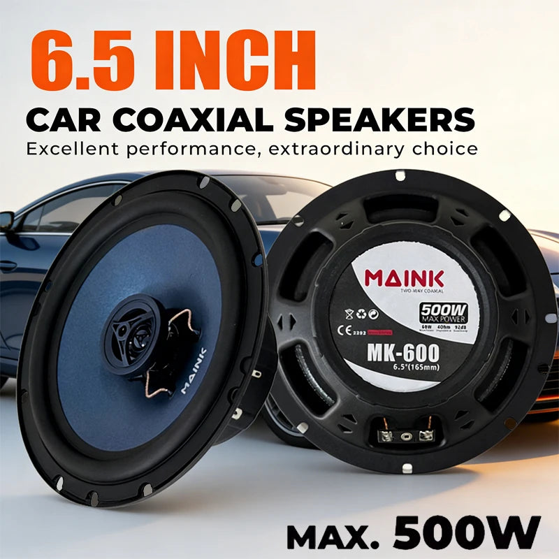 6.5-Inch 500W 2-Way Coaxial Car Speakers