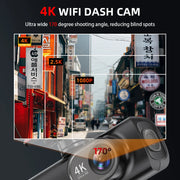 4K Dual Dash Cam with Wi-Fi App Control
