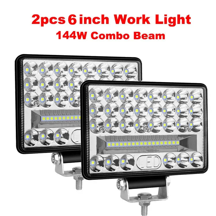 2-Piece 4-Inch/5-Inch/6-Inch/7-Inch LED Work Light Bar – Spot/Flood Combo, 12V–24V