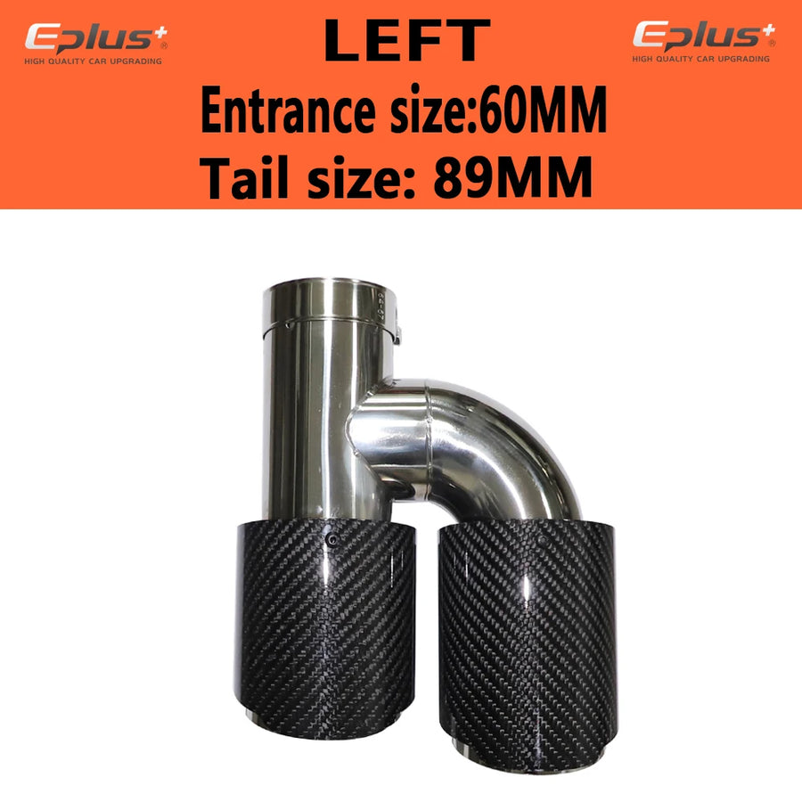 Universal H-Shaped Dual-Outlet Carbon-Fiber & Stainless Steel Exhaust Tip