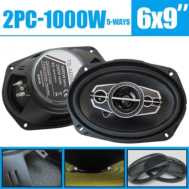 6x9-Inch 2000W 5-Way Coaxial Car Speakers