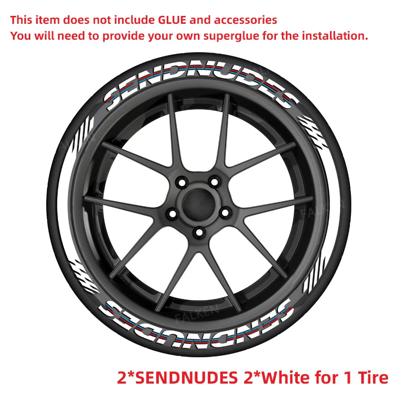 3D PVC Tire Letter Decal Set – White and Red Options