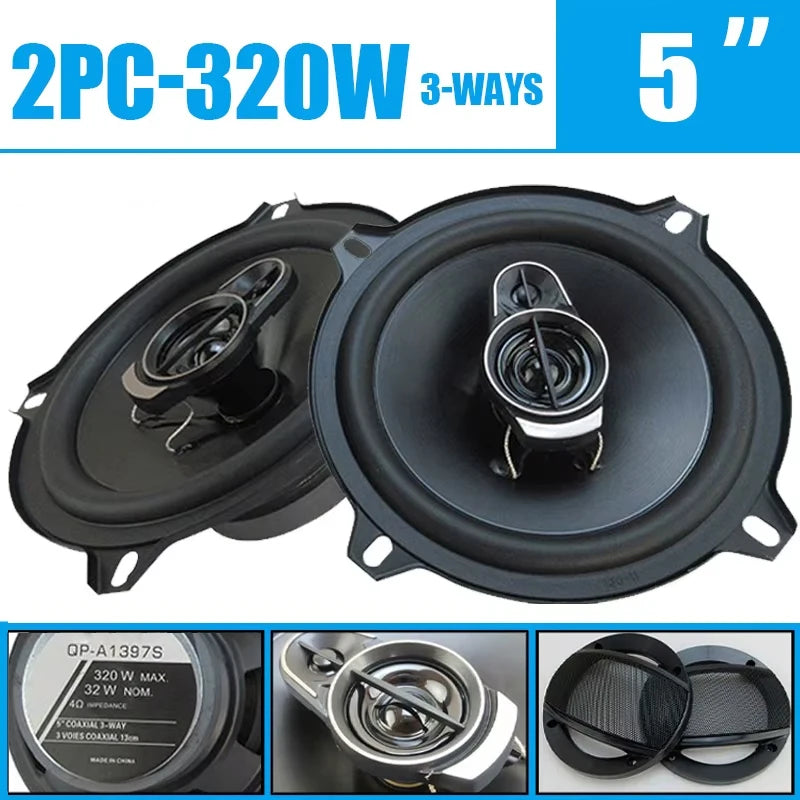 5-Inch 640W 3-Way Coaxial Car Speakers
