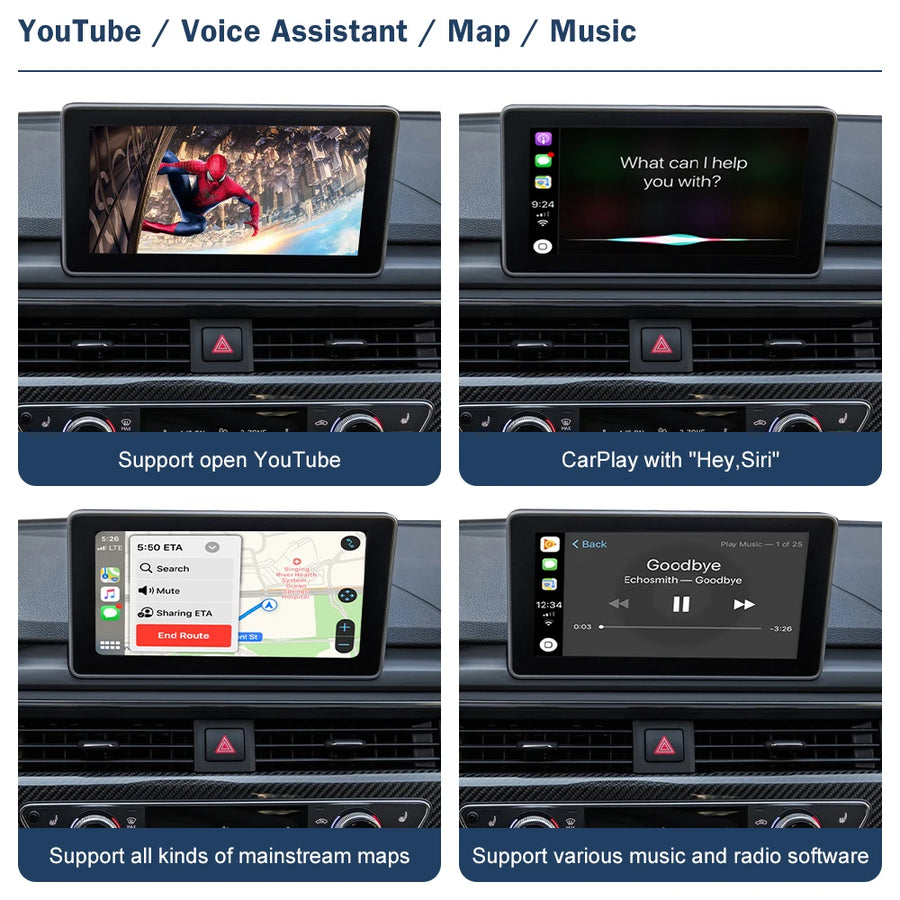 Wireless CarPlay and Android Auto Interface for Audi A4, A5, Q5 and Q7 2016–2019