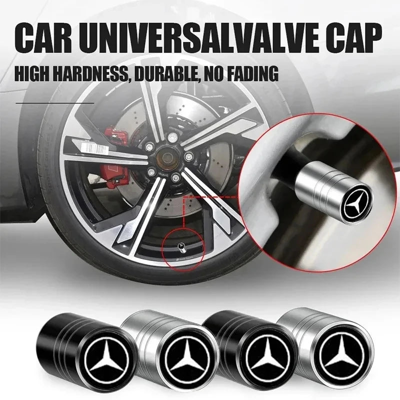 4-Piece Metal Tire Valve Cap Set for Mercedes-Benz