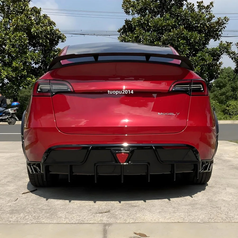 Double-Deck Gloss Black Trunk Spoiler for 2020–2024 Tesla Model Y