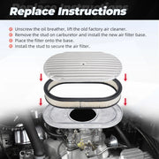 15 x 2-Inch Oval Aluminum Air Cleaner with Washable Filter