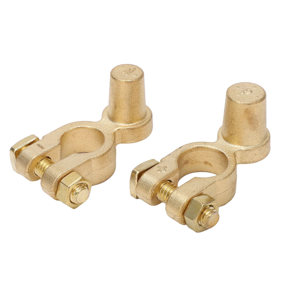 Brass Quick-Release Battery Terminal Clamps - Positive and Negative Pair