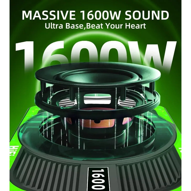 10-Inch Powered Under-Seat Car Subwoofer with LED Lighting