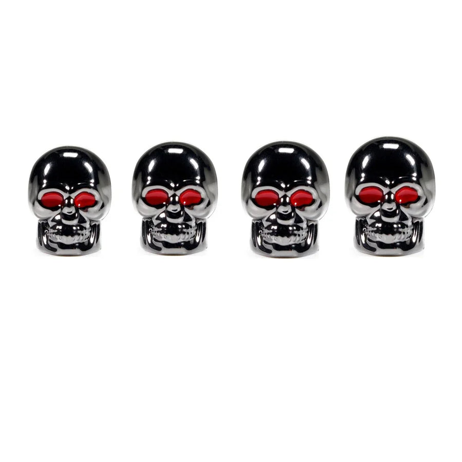 4-Piece Skull Tire Valve Cap Set with Copper Cores