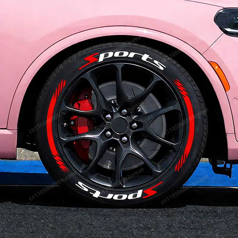 For 2 Tires Sports 4PCS 3D Tire Letter Stickers Waterproof Pvc Racing Wheel Decals Car