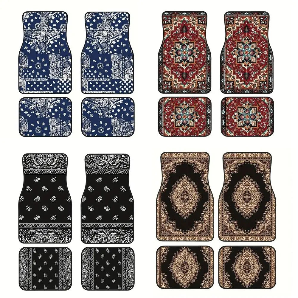 Bohemian-Style Universal Car Floor Mats – 4-Piece Set