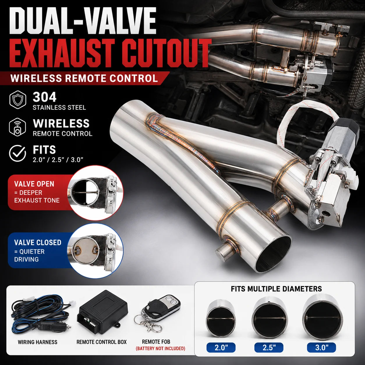 Universal Electric Exhaust Cutout Valve Kit