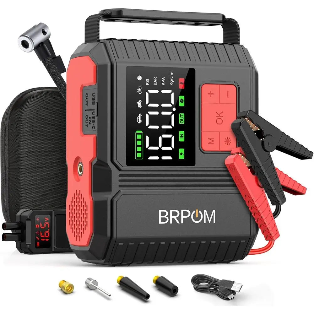 9000A Car Jump Starter with 26,800mAh Power Bank and 160 PSI Inflator
