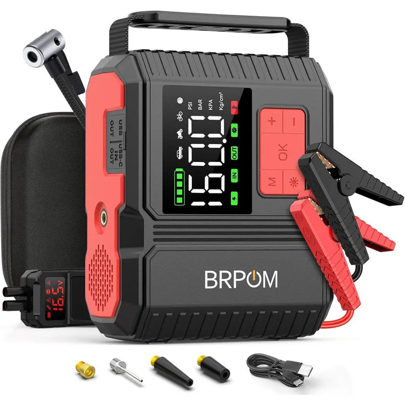 9000A Car Jump Starter with 26,800mAh Power Bank and 160 PSI Inflator