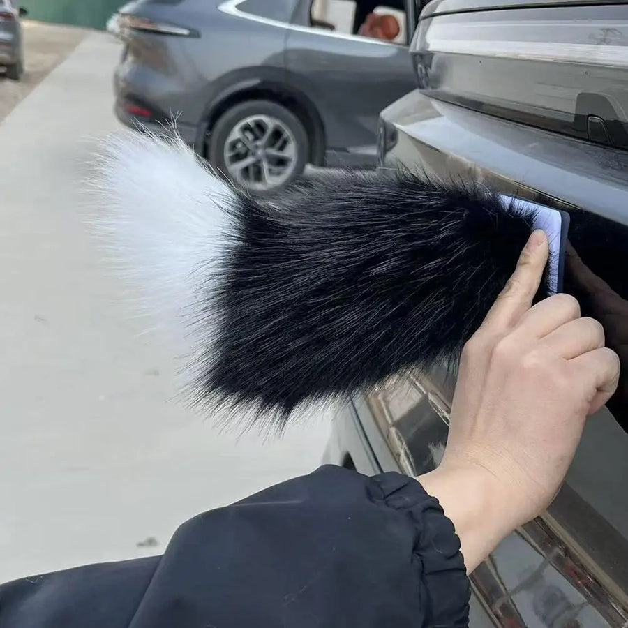 Remote-Controlled Sound-Activated Plush Wagging Tail for Cars and Bicycles
