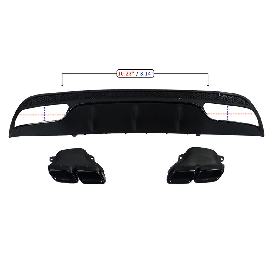 Gloss Black C63-Style Rear Diffuser – 2014–2019 Mercedes-Benz W205