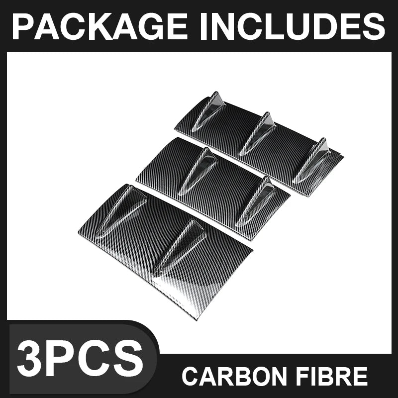 3-Piece Universal Rear Bumper Shark-Fin Diffuser Set