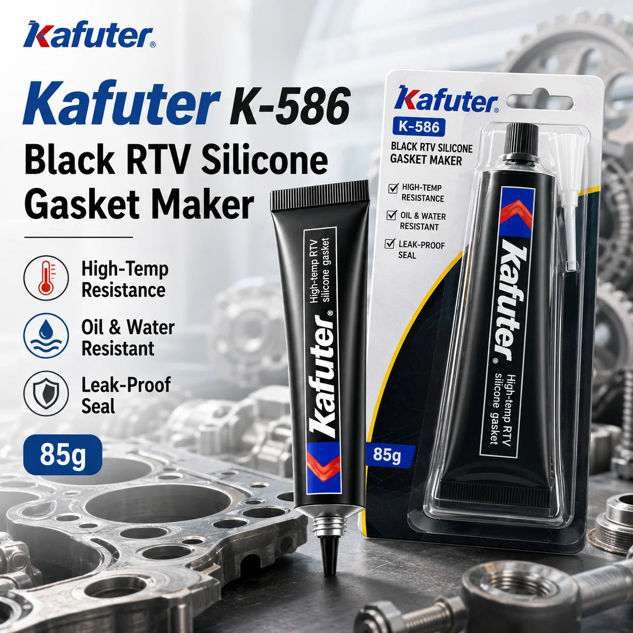 Kafuter K-586 Black High-Temp RTV Silicone Gasket Maker
