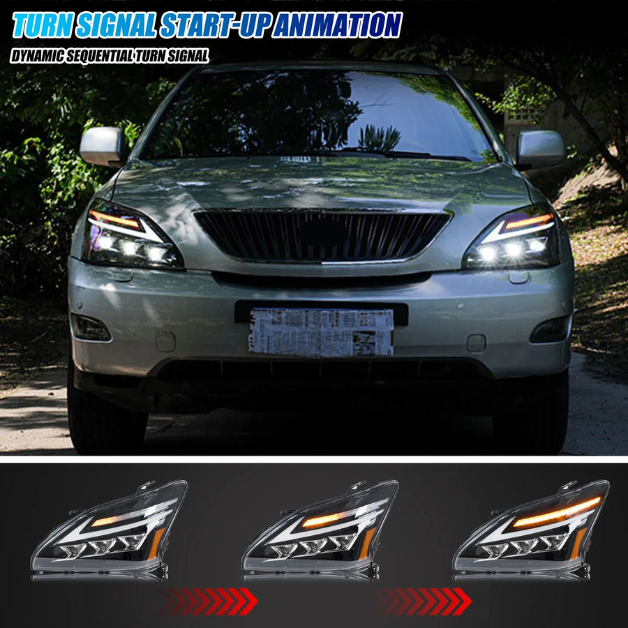 LED Headlight Assembly Pair for Lexus RX330/RX350/RX400h 2004–2009