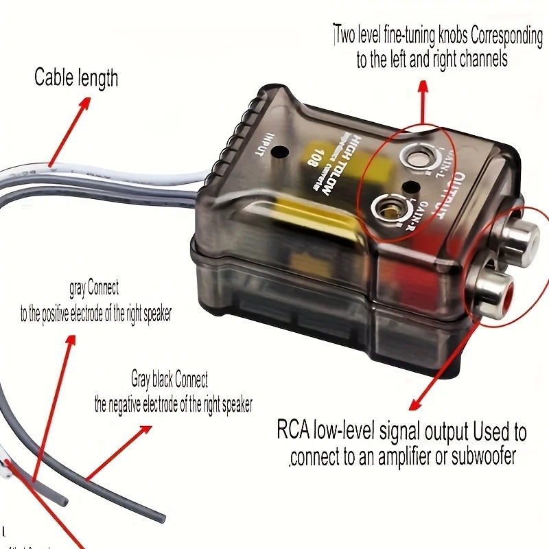 2-Channel Car Audio Line Output Converter with Noise Reduction