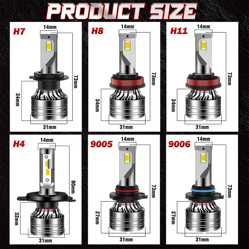 2-Piece H1/H4/H7/H11/9005/9006 LED Headlight Bulb – 6000K