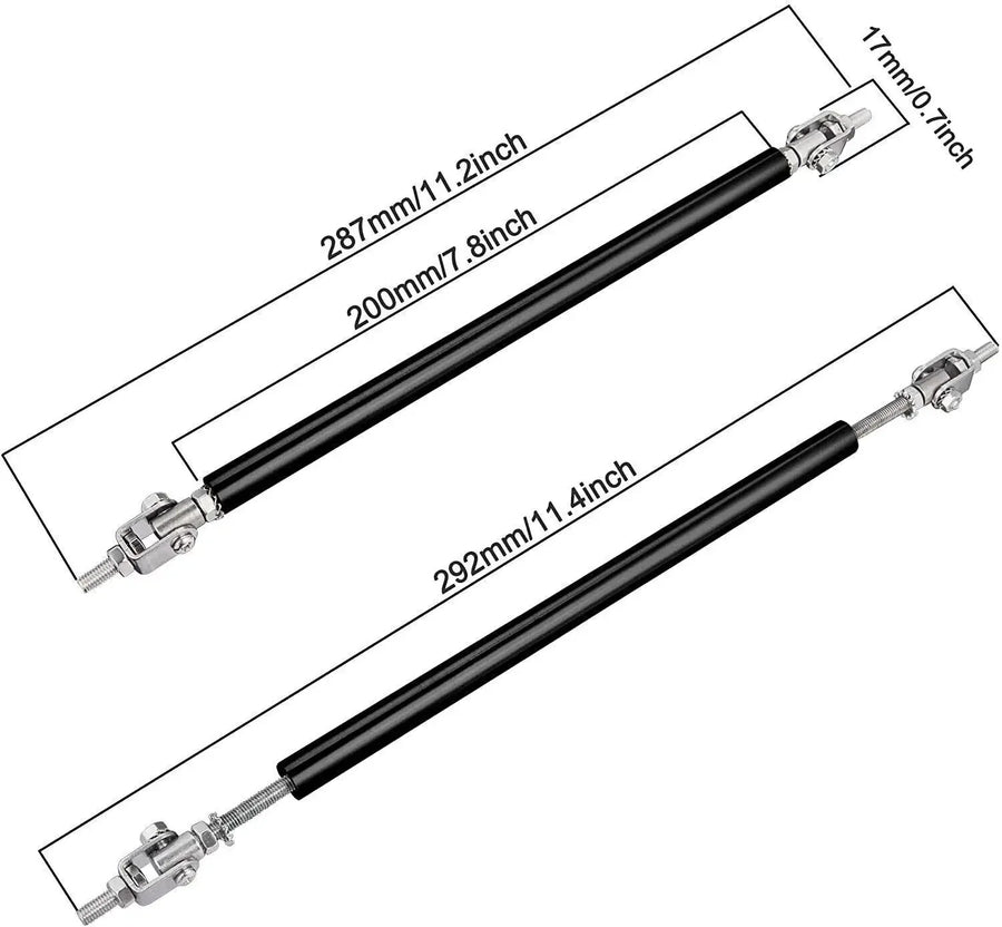 Front Bumper Lip Splitter Strut Rod Tie Support Bars Universal Adjustable 8"-11" Black Gold Blue Spoiler