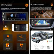 6.86-Inch 1-DIN Wireless CarPlay and Android Auto Car Stereo