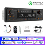 Retro 1-DIN Bluetooth Car Stereo with FM, AM, RDS, DAB and USB