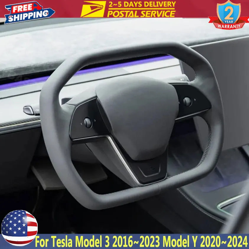 Heated Yoke Steering Wheel for Tesla Model 3/Y – 2016–2024