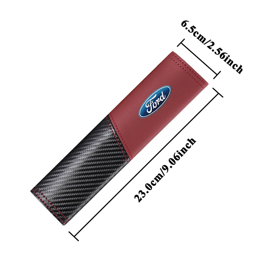 2-Piece Ford Logo Carbon-Pattern Seat Belt Shoulder Pads