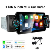 5-Inch 1-DIN CarPlay and Android Auto Touchscreen Car Stereo